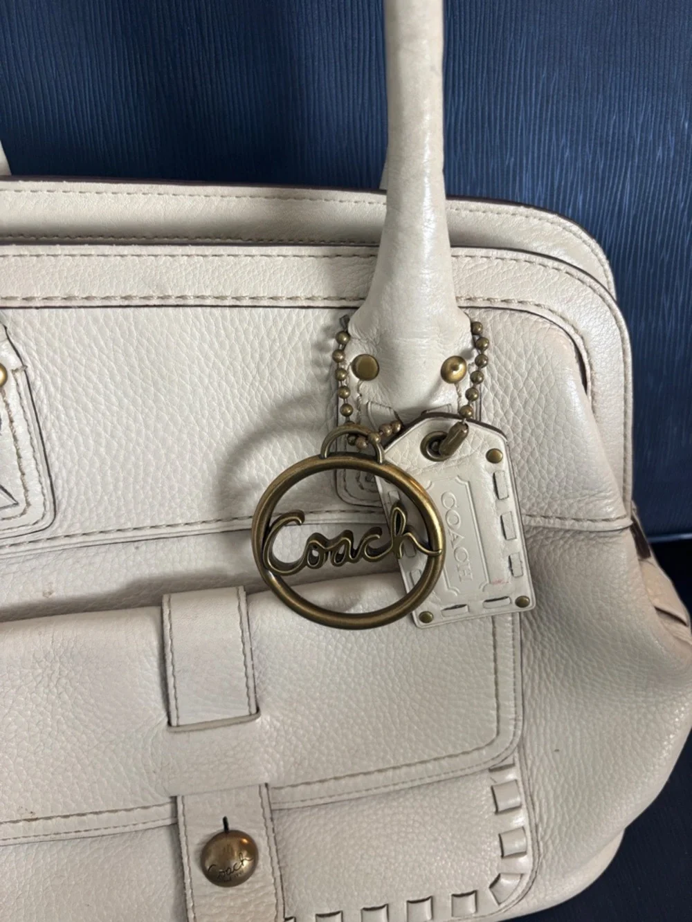 COACH Vintage Rare Legacy Thompson Parchment Satchel Pebbled Leather - Picture 2 of 12